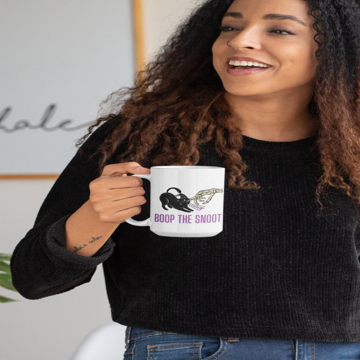 Printify Mug 15oz Coffee Mug, "Boop the Snoot", Mug White 15oz Ceramic, Gift for Her, Gift for Him. Halloween Mug, Cat Lover Gift 29559781271710523414